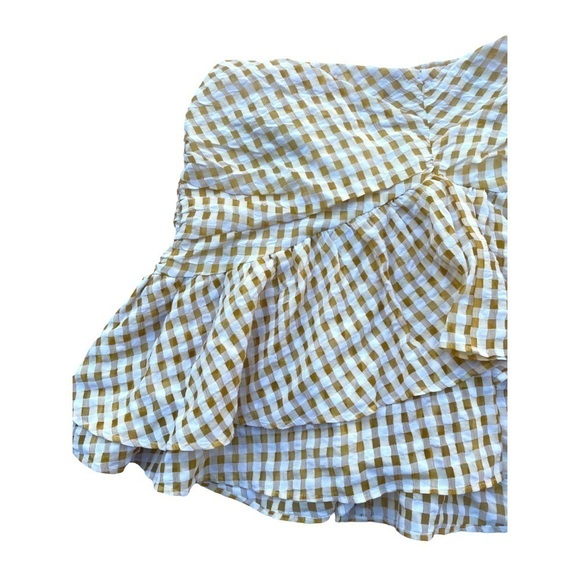 H&M | Women's Gold & White Gingham | Pleated | Layered | Mini Skirt | Size:4 - Picture 3 of 13